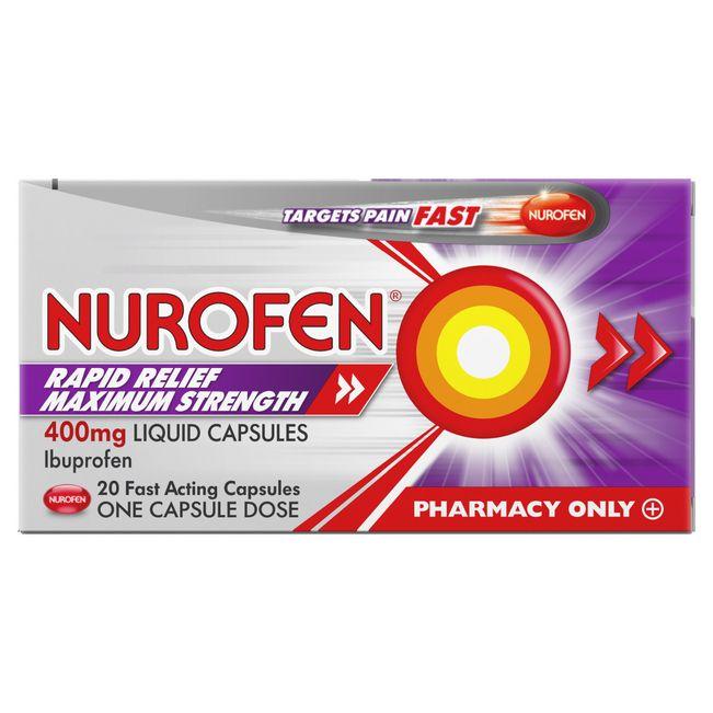 Nurofen Rapid Relief Liquid Capsules 400mg 20 Pack, Leahys pharmacy
