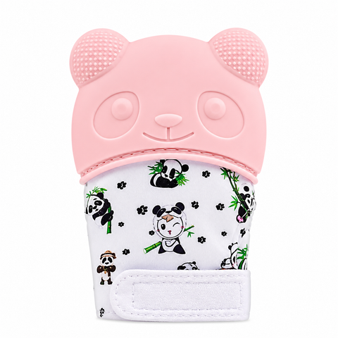 Panda Teething Mitt Pink