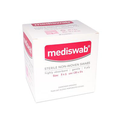 Mediswab Sterile Non Woven Swab 5x5cm 20x5s (md1304/1) — Mediswab