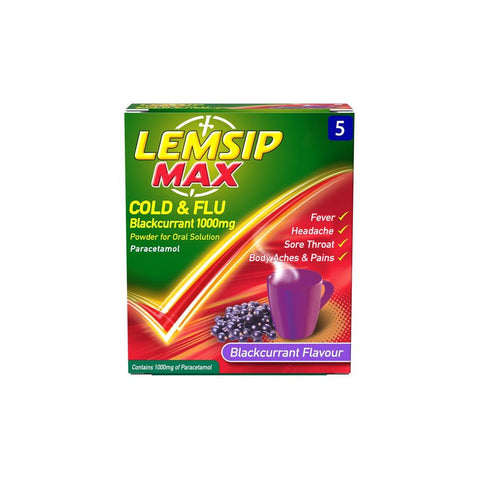 Lemsip Max Blackcurrant Cough & Cold Sachets 5s — Lemsip