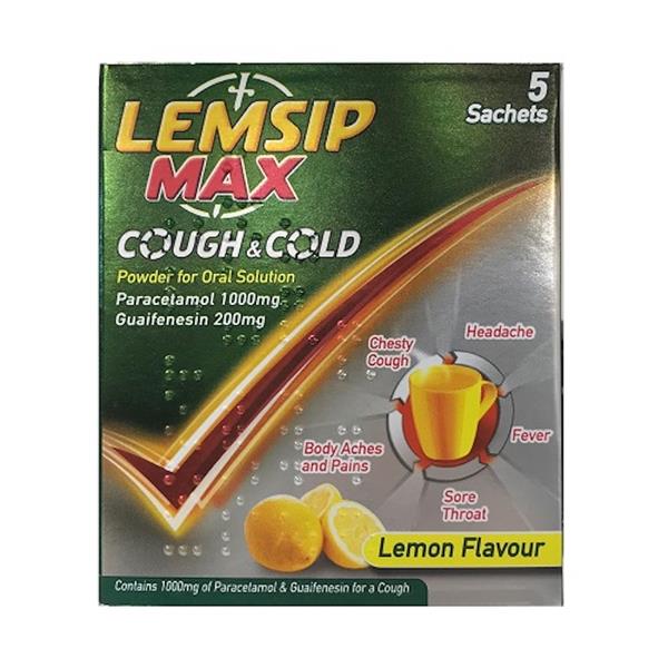 LEMSIP MAX LEMON COUGH & COLD SACHETS 5S 361062