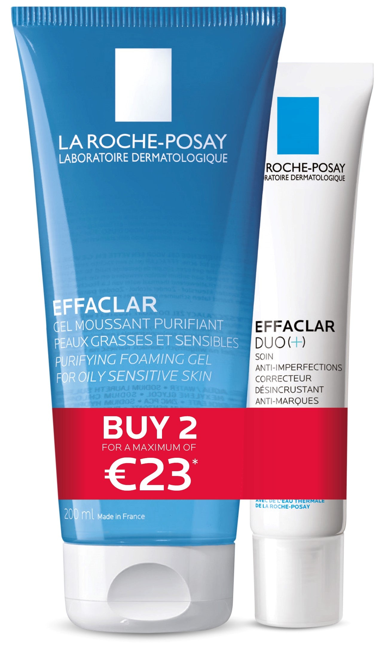 La Roche Posay Effaclar Purifying Foaming Gel 200ml and Effaclar Duo 40ml, Leahys pharmacy 