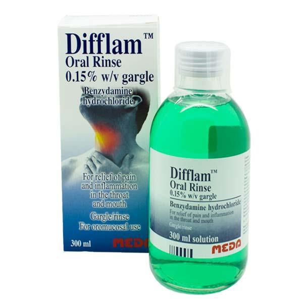 Difflam Oral Rinse 0.15%  300ml, Throat pain, Leahys pharmacy