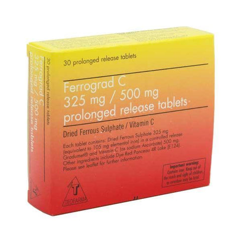 Ferrograd C 325mg/500mg Tablets  30 Pack, Anemia, Leahys pharmacy 