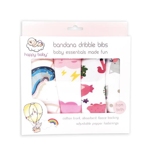Happy Baby Bandana Bibs - Unicorns 4 Pack