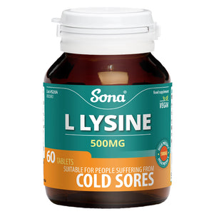 Sona L Lysine 500mg, Cold sores, Leahys pharmacy