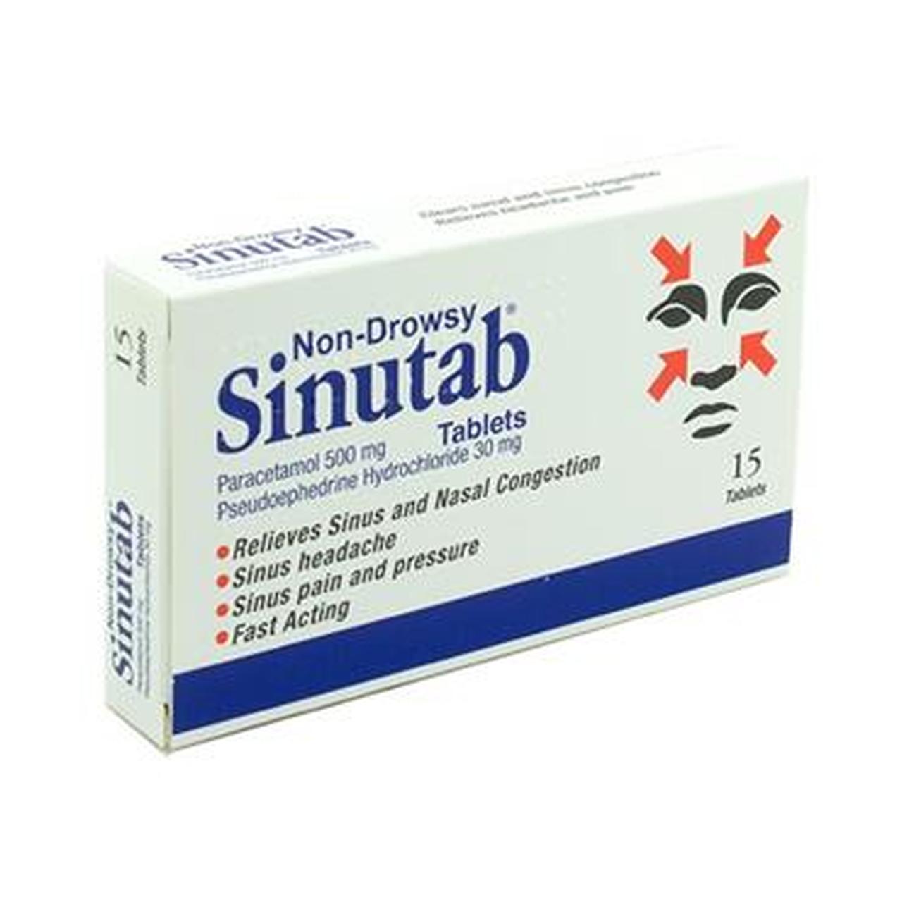 Sinutabs Non Drowsey Tablets 15 Pack, Sinus congestion, Leahys pharmacy