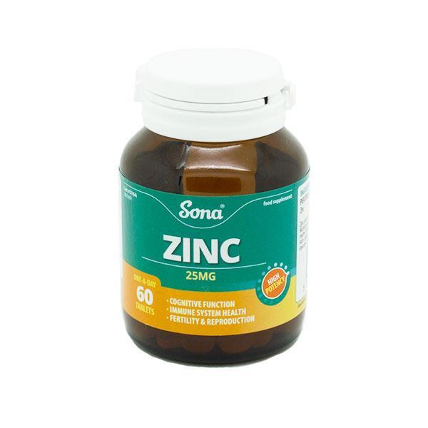 Sona Zinc 25mg Tablets  60 Pack, Immune support, Leahys pharmacy 