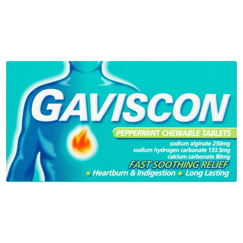 GAVISCON PEPPERMINT CHEWABLE TABLETS 24S 771226